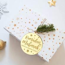 5pcs/10pcs/20pcs Golden Acrylic Eid Mubarak Gift Packaging Hang Tag,For Eid Mubarak Ramadan Kareem Party DIY Gift Decoration Hang Tag - Multicolor - View 4