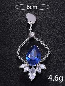 1枚可调节链条蓝钻戒指，经典个性化订婚戒指，皇冠设计风格手部珠宝戒指，女士款