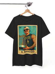 Dodgers Banda Loteria Card Tee - Unisex Heavy Cotton T-Shirt - 黑色 - 查看 1