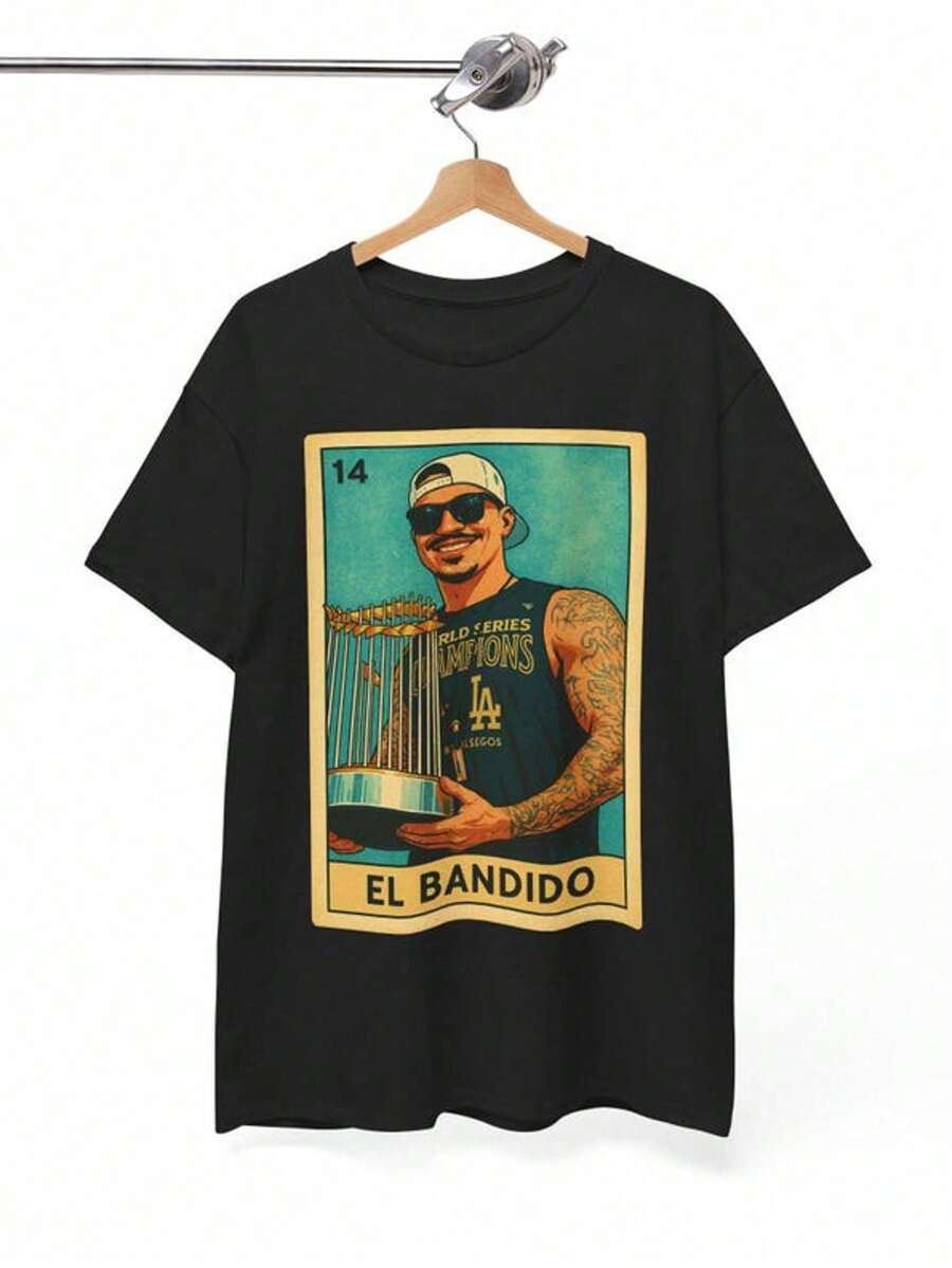 Dodgers Banda Loteria Card Tee - Unisex Heavy Cotton T-Shirt - 黑色 - 查看 1