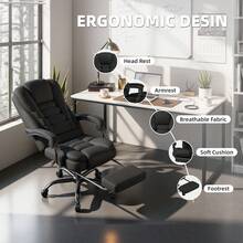 Office Chair, Big And Tall Ergonomic Gaming Chair For Adults, Comfy Reclining Computer Chair With Footrest, Adjustable Swivel Desk Chair, Executive Gamer Chair, Comfortable Silla Gamer For Home & Game - màu đen - Xem 7