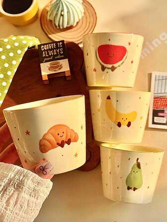 可爱水果陶瓷杯，新款高品质咖啡杯，牛奶杯，早餐杯，家用杯