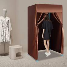 Portable Clothing Store Fitting Room, Mobile Foldable Changing Room Dressing Room With Shading Curtain And Hook Up, Temporary Locker Room For Boutiques Office Mall - Cà phê - Xem 2