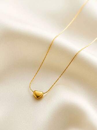 1件简约精致小巧奢华心形吊坠项链，适合女性日常及节日佩戴