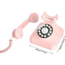 HAWTCorded Pink Retro Landline Home Phone Basic Pink Decorative Analog Telephone Set Senior Phone For Home/Office/Hotel - Hồng - Xem 6
