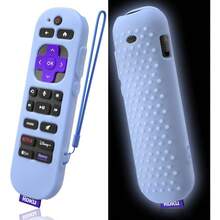AWYYSilicone Cover For Roku Voice Remote Pro 2nd Ed. Roku Remote Control RCB1R Protective Silicone Case Sleeve Shockproof Skin For Roku Remote With Lanyard Glow Blue - GlowBlue - Xem 1