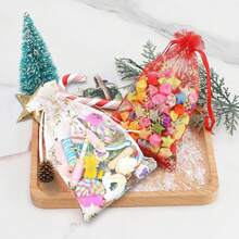 20个圣诞雪花图案欧根纱礼品袋，带抽绳（9*12厘米），小网眼首饰糖果收纳袋，适合DIY圣诞节、节日、婚礼、派对用品包装（白色、红色，不含礼品） - 彩色 - 查看 6