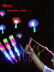 8 Stück/4 Stück Schleuder Flugzeuge mit LED-Beleuchtung, interaktive Familienspiele, leuchtende Outdoor-Flugspielzeuge, Geschenke für Familie und Freunde, Geburtstagsgeschenke, Freunde, Fluggeschenke, Leuchtspielzeug