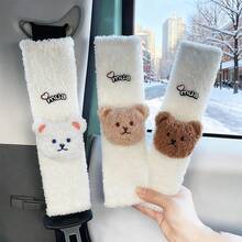 2pcs Cute Plush Bear Car Seat Belt Covers - Mua Heart Fuzzy Seatbelt Pads, Cozy Winter Car Accessories For Women, Soft Teddy Bear Safety Belt Shoulder Pads For Car Interior Decoration - Multicolor - View 8