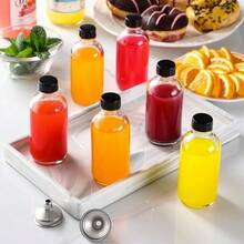 GSYY 6 Pack 4 Oz Small Clear Glass Bott With Lids And 2 Stains Steel Funnels - 120ml Boston  Bottle For Pon Uice  Ginger S Whiskey Liquids - Mini Travel Esl Bott - 無色 - 查看 7