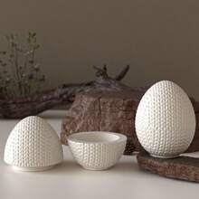 DIY Easter Egg Storage Box Epoxy Resin Silicone Mold, DIY Woven Yarn Egg Storage Jar, Candle Holder, Plaster Cement Silicone Mold, Macrame Egg Decor Mold, Reusable And Easy Demold, Suitable For Creating Holiday Atmosphere - White - View 1