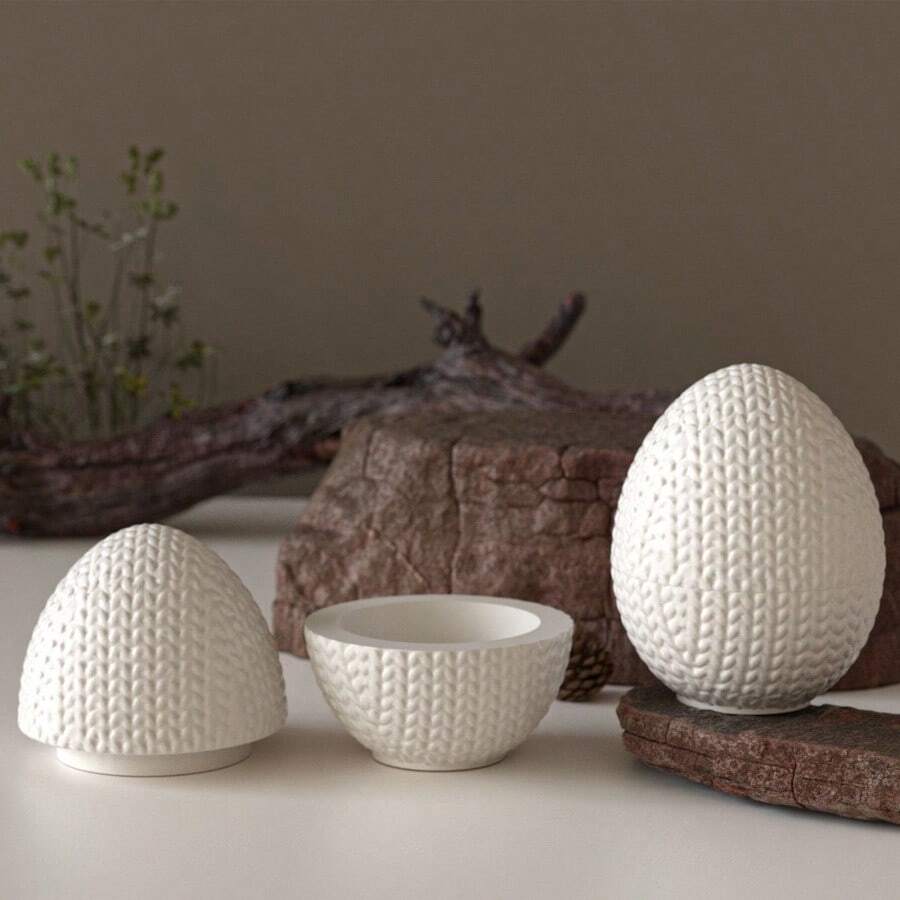 DIY Easter Egg Storage Box Epoxy Resin Silicone Mold, DIY Woven Yarn Egg Storage Jar, Candle Holder, Plaster Cement Silicone Mold, Macrame Egg Decor Mold, Reusable And Easy Demold, Suitable For Creating Holiday Atmosphere - White - View 1