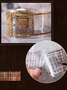 50mm*2M 复古锈迹斑斑的栅栏剪贴簿用品 PET 胶带，创意黄铜铁艺栅栏链条图案装饰贴纸，防水 DIY 胶带，学校文具用品 - 彩色 - 查看 5