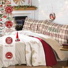 Lanpn - Juego de 2 fundas de almohada decorativas de Navidad para cama de 20 x 36 pulgadas color café Joy Navidad fundas de almohada decorativas lumbar 20 x 36 pulgadas rectangulares tamaño King - Marrn - Ver 3