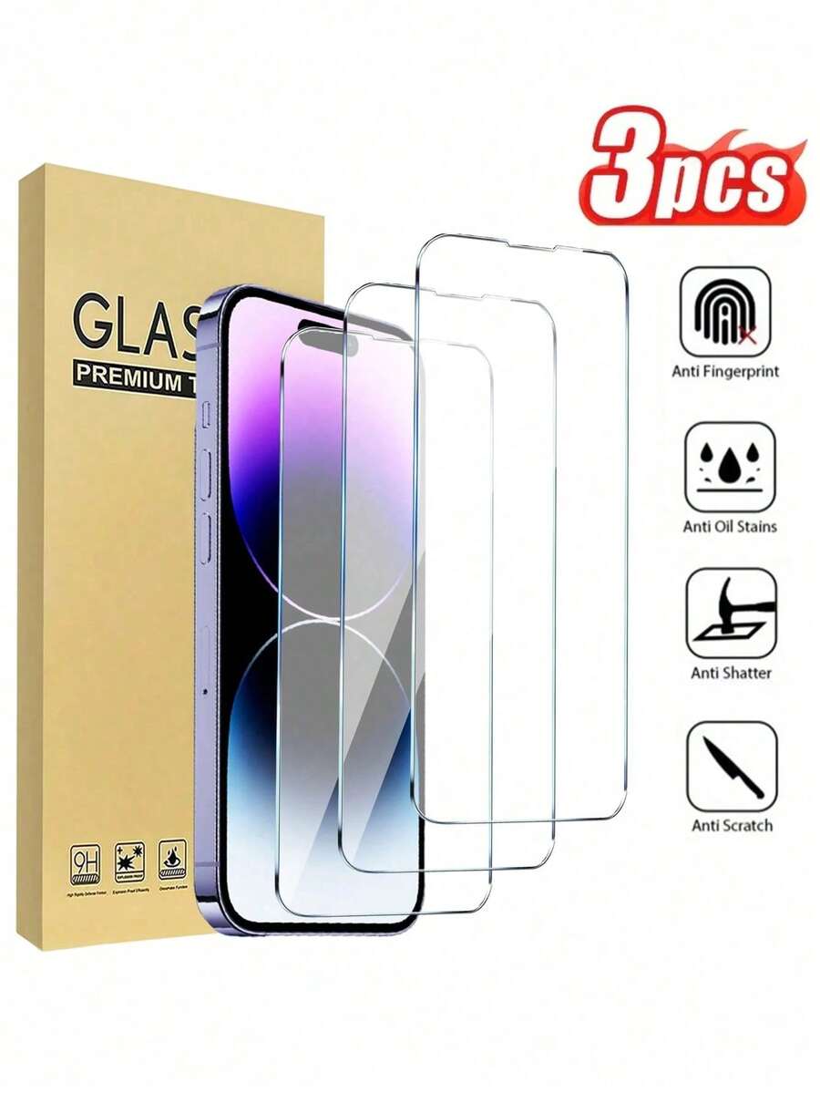 Bộ 3 miếng dán màn hình cường lực chất lượng cao cho iPhone XR/11/12/13/14/15/16 - Siêu mỏng, chống bám vân tay, chống trầy xước, chống nước, bề mặt mịn, dễ lắp đặt, thiết kế tương thích với ốp lưng, phù hợp với màn hình | Hoàn thiện tinh tế | Cảm ứng mềm mại, miếng dán màn hình HD bảo vệ màn hình cần thiết, thích hợp sử dụng hàng ngày, văn phòng, nhà. Phụ kiện điện thoại chống sốc, chống rơi, chống trầy xước. - Trong sáng - Xem 1