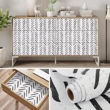 Arthome 44x300CM Papel de Contacto Pelar y Pegar Papel Pintado Geometría Líneas Sarga Autoadhesivo Rollo de Papel de Paredíble para Armarios Estantes de Escritorio de Encimera - Líneas Sarga - Ver 5
