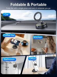 New Car Phone Mount - Dual Magnetic & Vacuum Suction Holder, Zinc Alloy Base With Gel-Filled Bottom, 360-Degree Rotation, Foldable Design, Strong Grip For Navigation, GPS, Smartphone, Universal Dashboard Mount, Stable Auto Phone Bracket - one-size - View 11