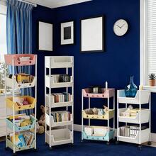 3/5-Layer Wheeled Mobile Bookshelf Storage Cart - Compact Rolling Bookshelf For Learning Organizer, Home Office, Classroom, Bedroom, Library - Space Saving And Easy To Assemble - Suitable For Students And Professionals, Bookshelf Furniture, Easy Assembly, Christmas Gifts - 3層簡約白 - 查看 1