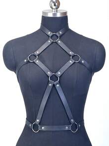 Seductive Lingerie Chest Harness, Adjustable PU Leather Bondage Bralette For Women, Gothic Date Night & Festival Wear - Multicolor - View 6