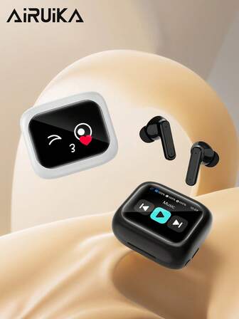 1pc Black LED Display SP110 In-Ear Wireless Headphones, Multi-Function Smart Color Screen Touch Control, Long Battery Life Music Headphones