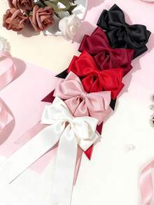 1 Peça Presilha de Cabelo com Laço de Cetim de Cor Sólida, Acessório de Cabelo Doce e Minimalista para Meninas, Presilha de Cabelo Versátil