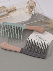 1/2pcs Set Of Dual Wide-Tooth Hair Combs, Ideal For Long Curls & Voluminous Styles - Stylish Black & Light Blue Combs With ABS Handles, Perfect For Curly Hair Management & Home Massage, Ideal Holiday Gift For Friends, Stylish Hair Care|Elegant Hair Combs| ABS Handles - Multicolor - View 7