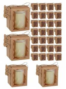 20pcs/50pcs/Pack Valentine's Day, Birthday, Party Gift Boxes, Window Display Transparent Boxes With Ropes And Cards - Multicolor - View 1