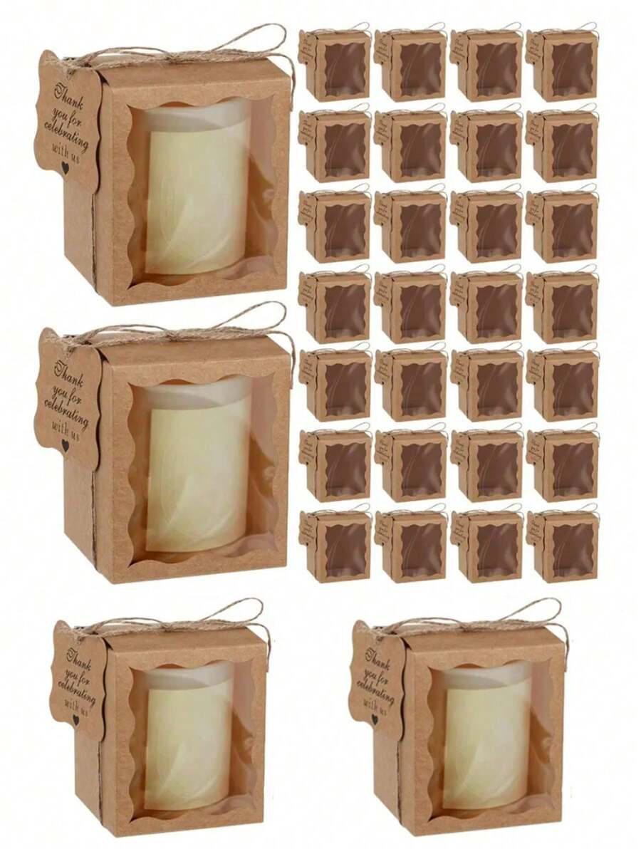 20pcs/50pcs/Pack Valentine's Day, Birthday, Party Gift Boxes, Window Display Transparent Boxes With Ropes And Cards - Multicolor - View 1