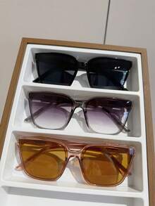 3pcs Square Men's Casual, Versatile, Retro, Cycling, Street Style, Beach Travel Fashion Eyeglasses - Multicolor - View 4