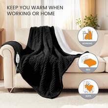 Electric Heated Blanket, 10 Hours Auto Shut Off 9 Heating Levels Heating Blanket With Dual Control, Soft Warm Heated Blanket Fast Heating - Black-1 - View 8