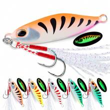 5Pcs Jig Bait 7G/10G/15G/20G Sinking Lure 3D Eyes Metal Casting Lure Luminous Jigging Lure With Double Hooks For Bass Trout - Multicolor - View 2