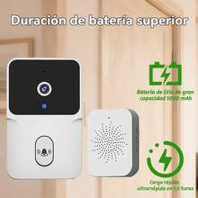 Timbre con video inalámbrico con batería recargable de 400 mAh, 480p, visión nocturna, audio bidireccional, captura de movimiento y cambiador de voz. - Blanco - Ver 2
