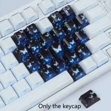 Butterfly Heart-Shaped Translucent Keycaps Set, CHERRY Profile, PC Material Dye-Sublimation, Compatible With MX Switches, For Mechanical Keyboards, Gaming & Office Use, DIY Enthusiasts - 21 Keys - View 12
