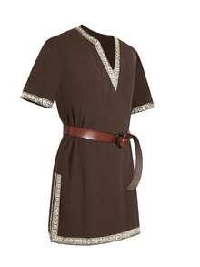Men's Scottish Mercenary Costume Tunic Medieval Knight Warrior Style LARP Renaissance Halloween Top - 棕色 - 查看 3