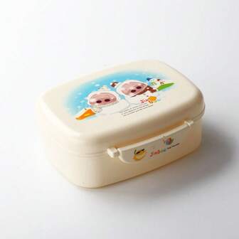 Geometric & Cute Animal Print Single Layer Bento Lunch Box, Suitable For Students And Office Workers