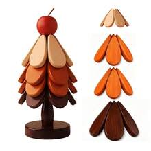 Wooden Trivet Set (4 Wooden Trivets & 1 Stand) - Kitchen, Heat-Resistant, Foldable Design, High-Quality Solid Wood, Ideal For Hot Dishes, Pots, Bowls, Teapots, And Family Treats. - Apple Style - View 11