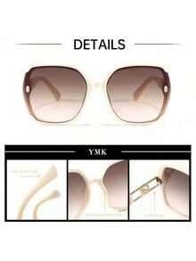[Classic Retro Rectangular Fashion Glasses] Women's Classic Retro Rectangular Frame Fashion Glasses - PC Lenses, Plastic Frame,, Party, Music Festival Decorative Glasses,, Travel, Beach Accessories OUVP - Black Frame With Gray Lenses - View 9
