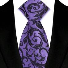 GOADAFOO Fashion Dark Purple Color 8CM Tie Men Necktie Floral Plaid Dot Ties For Man Groom Jacquard Woven Neck Tie For Business Wedding Party Gift