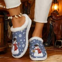 Women's Sandals Platform Snow Boots - Warm And Durable Shoes For Outdoor Non Slip Comfort, Thickened Flat Soles With Winter Slippers - 藍色 - 查看 2