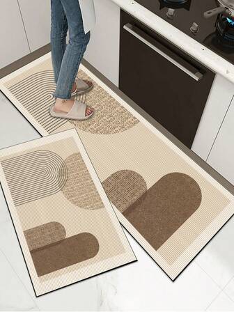 1 pieza Alfombra de goma suave para cocina, alfombra de cocina de 3.5mm de grosor, estilo minimalista moderno y retro con textura absorbente, se puede cortar a medida para adaptarse al tamaño de la cocina, material de superficie de tela, capa intermedia de esponja, capa inferior de goma, apta para alfombras de cocina, decoración de cocina, decoración de bodas, decoración del hogar, alfombra de baño, alfombra de entrada, alfombra de lavandería, alfombra de pasillo, alfombra de sala de estar, etc.
