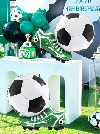 2 st folieballonger med fotbollsskor, inkluderar färgglada fotbollsskor och fotbollsformade ballonger, lämpliga för fotbollsmatcher, födelsedagsfestdekorationer, fotbollstemafester, heminredning, sporttemafester, fester, inomhus- och utomhusdekoration