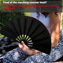 13inch Large Rave Fan Popping Fan Clacking Fans For Line Dancing,Hand Fans For Women Foldable,Boots On The Ground Fan,Portable For Outdoor,Wedding,Party,Decoration(Red+Black Ribs,1 Pack) - Black - View 5