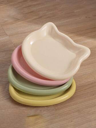 1pc Multicolored Plastic Cat Bowl, In Cartoon Cat Shape, Whisker-Friendly Cat And Small Dog Pet Dish, Suitable For Dry/Wet Food And Water - Easy To Clean, Dry Food, Snacks And Wet Canned Food, Bone Residue Storage Dish, Nut Shell Storage Dish, Gifts, Funny Gifts, Ramadan, Personalised Gift