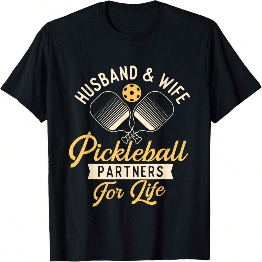 Husband & Wife - Ouple Pikleball Player Pikleballers T-Shirt - Negro - Ver 1