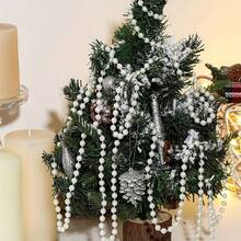 1 buc. șir de perle artificiale albe, 496 in, lanț de perle albe de Crăciun, ghirlandă de perle artificiale, textură sidefată netedă alb lăptos, potrivită pentru decor agățat în bradul de Crăciun, cununiță de masă, fundal de petrecere, perdea, decor de iluminat, șir de perle artificiale, Ziua Îndrăgostiților, nuntă, atmosferă - Multicolor - Vizualizare 4