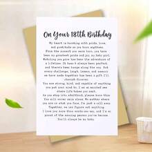 “1张精美‘18岁生日骄傲与感恩’贺卡，含信封（11厘米 x 16厘米 x 4.33英寸 x 6.29英寸） - 诗意里程碑祝福语，完美适用于18岁生日和家庭庆祝活动，贺卡|18岁生日里程碑卡|纸质贺卡” - 彩色 - 查看 4