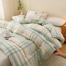 Washed Plaid Quilt, Student Single, Spring/Autumn, Double, All Season Comforter