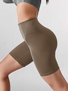 Soyun 女士中长款压缩短裤，柔软亲肤，适合春、夏、秋季户外瑜伽和运动。 - 棕色 - 查看 5