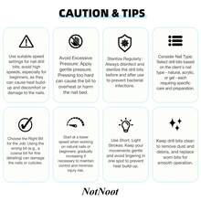 NotNoot 3/32” 硬质合金指甲钻头，抛光角质去除器，指甲抛光锉和预备锉，双向旋转，细砂粒，适用于美甲、足疗、家庭和沙龙使用（中等砂粒，银色）