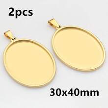 2pcs Stainless Steel Oval Cabochon Pendant Trays, Inner Diameter 13x18mm, 18x25mm, And 30x40mm, Suitable For DIY Jewelry Making - Oval - View 15